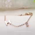 Custom Crystal Rose Gold Letter Alphabet H Initial Bracelet